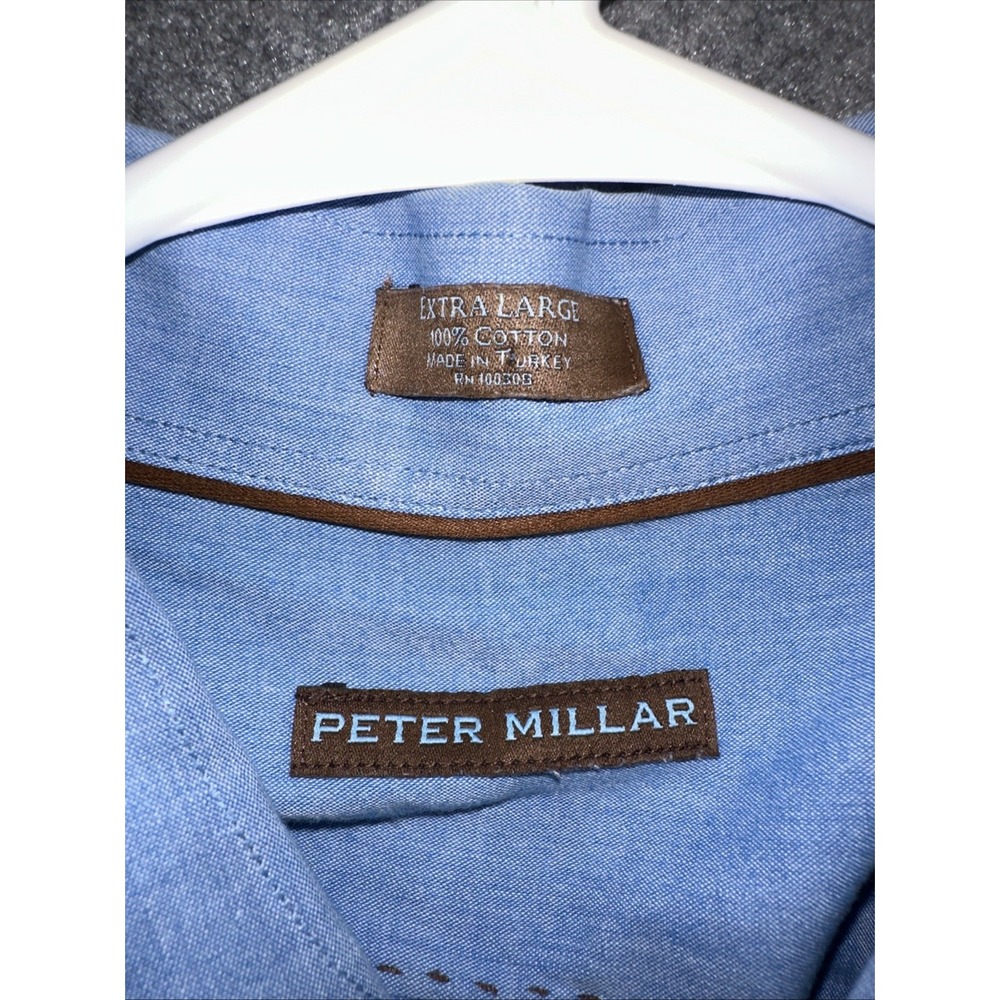 Peter‎ Millar Shirt Men's X-Large Blue Denim Button Down Long Sleeve - Picture 2 of 4